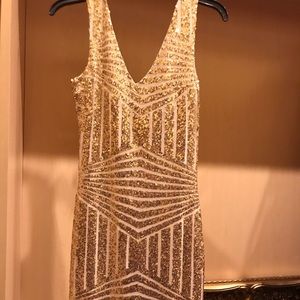 Beautiful sixes prom dress Gold sequin gown